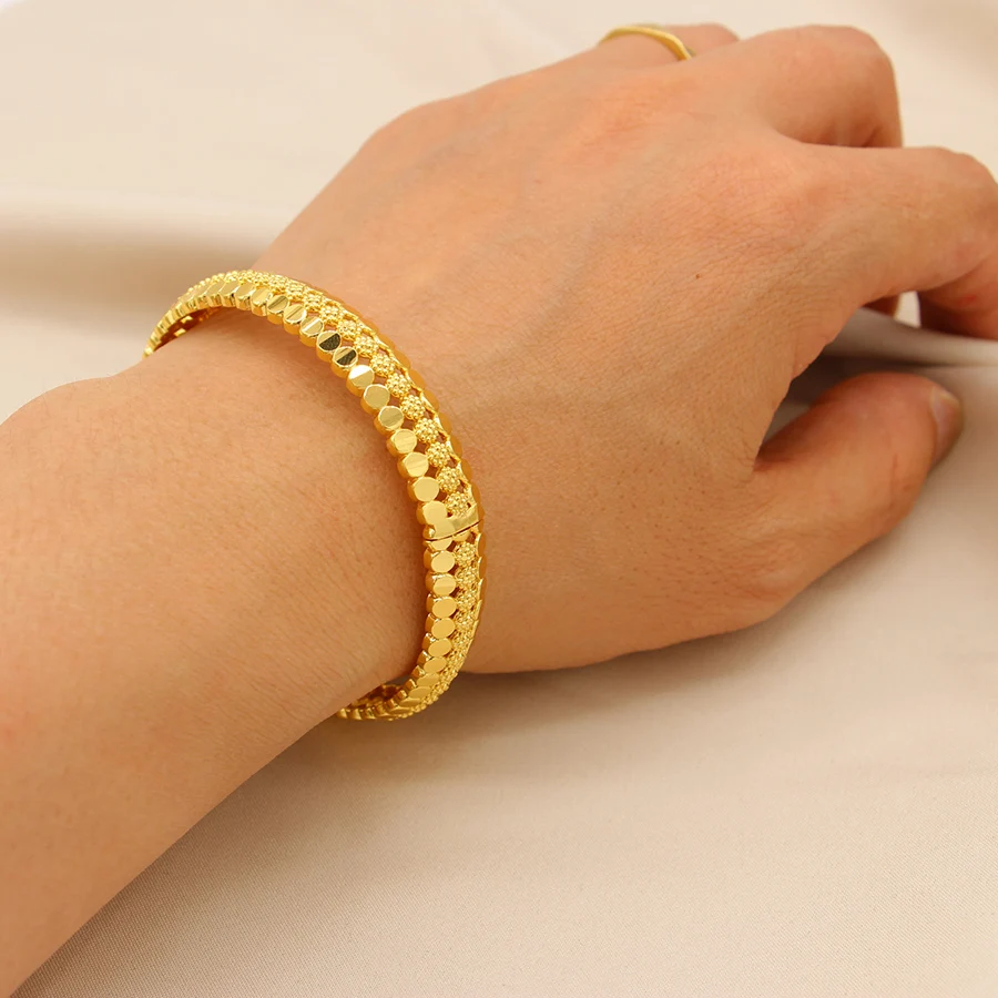 Middle East 1pcs Copper gold-Plated Bangles Dubai Fashion Jewelry For Summer Women Party Gift