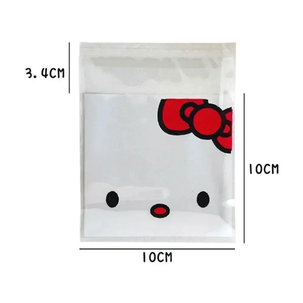 Sanrio Hello Kitty Impresso Saco Ziplock, Saco de armazenamento auto-selante, Star Card Cartoon, Saco selável de doces descartáveis, 100Pcs