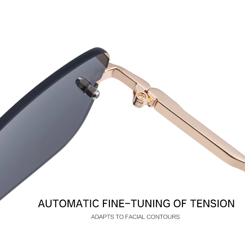 Kleine Rahmen Rechteck Randlose Punk Sonnenbrille Männer 2025, Luxus Marke Vintage Metall Sonnenbrille Für Männliche Klassische Shades UV400 – Detail 10
