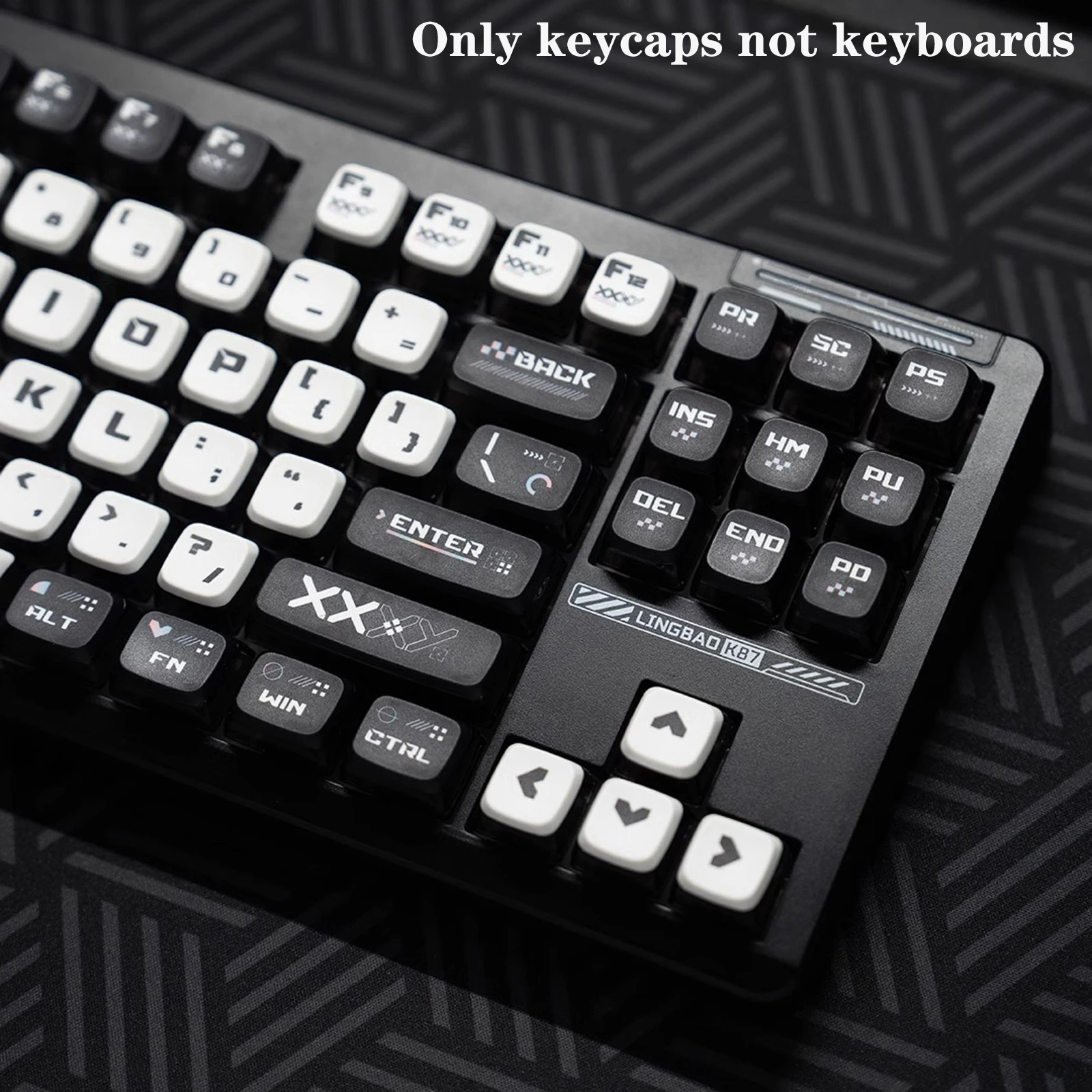 122 Keys Black White Pudding Theme Keycaps Keycaps Four Side Transparent PBT Mechanical Gaming Keyboard For MX Swtiches Key Caps