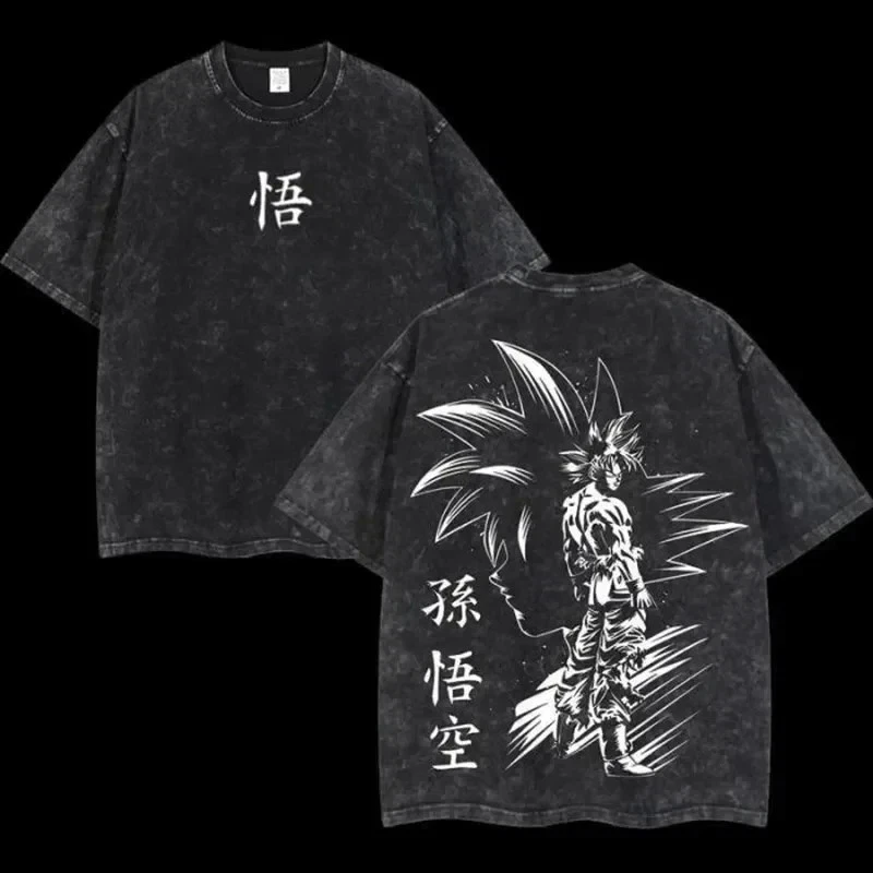 

Dragon Ball Z Vintage Washed Cosplay T-Shirt Unisex Fan-Made Anime Harajuku Tee All-Season Men's T-Shirt Tee