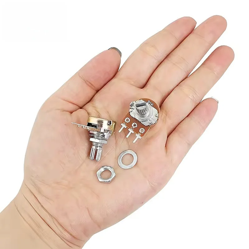5PCS WH148 single potentiometer short handle 3-pin handle length 15mm adjustable resistor 5/10/20/50/100K