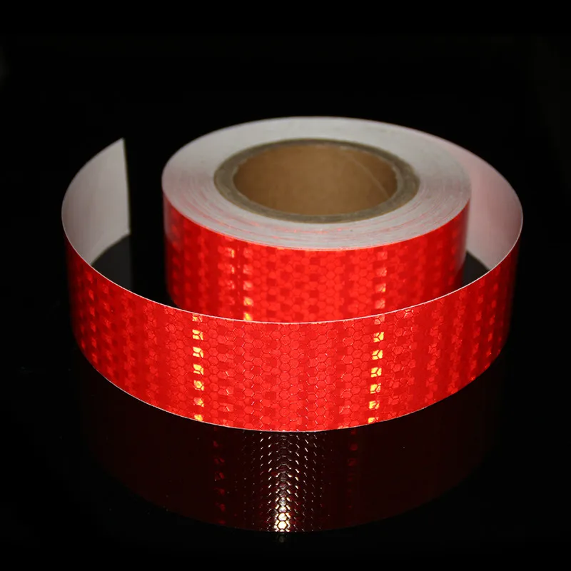 5cm*25m Red Shine Reflective Stickers Automotive Road Adhesive Safety Supplier Reflector Adhesive Tape Glow In The Dark For Bike