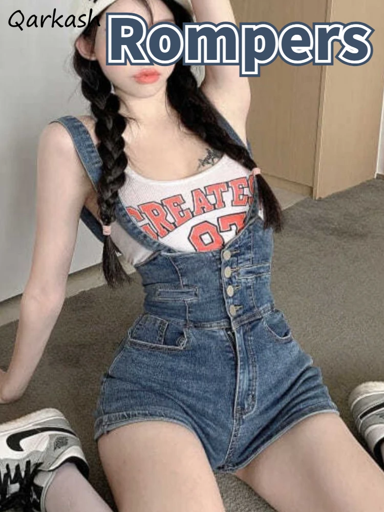 

Denim Rompers Women Clothing Sexy Skinny Summer Streetwear Playsuit Casual All-match Personality American Style Girl Hot Classic