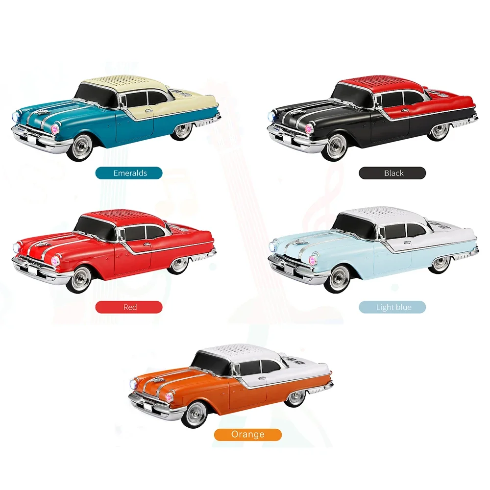 

New Arrival Stereo Car Shaped Speaker Bluetooth Speaker with TF USB FM AUX Handsfree TWS LED Light for Kids