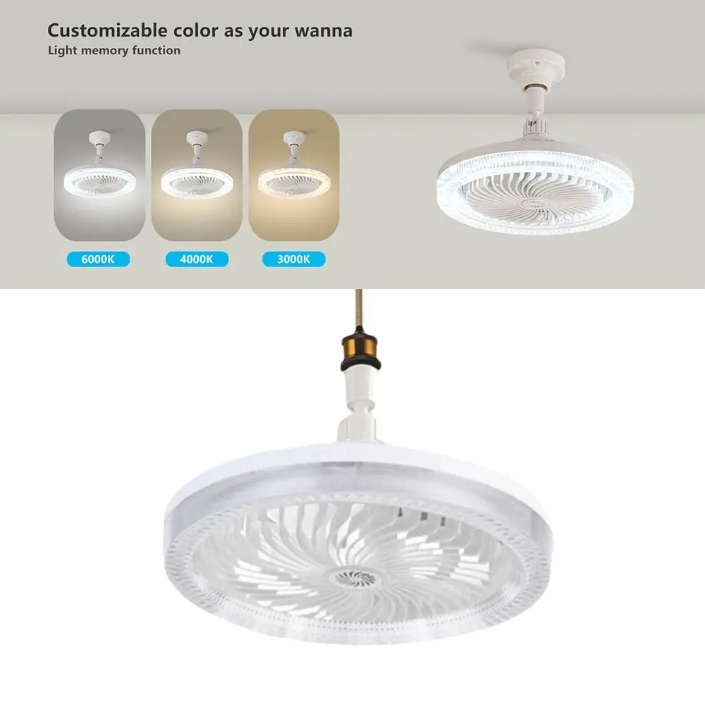 

E27 Screw Ceiling Fan Light 2-in-1 Silent LED Ceiling Fan 30W 3 Light Mode Creative Lighting Fan Suitable for Living Room