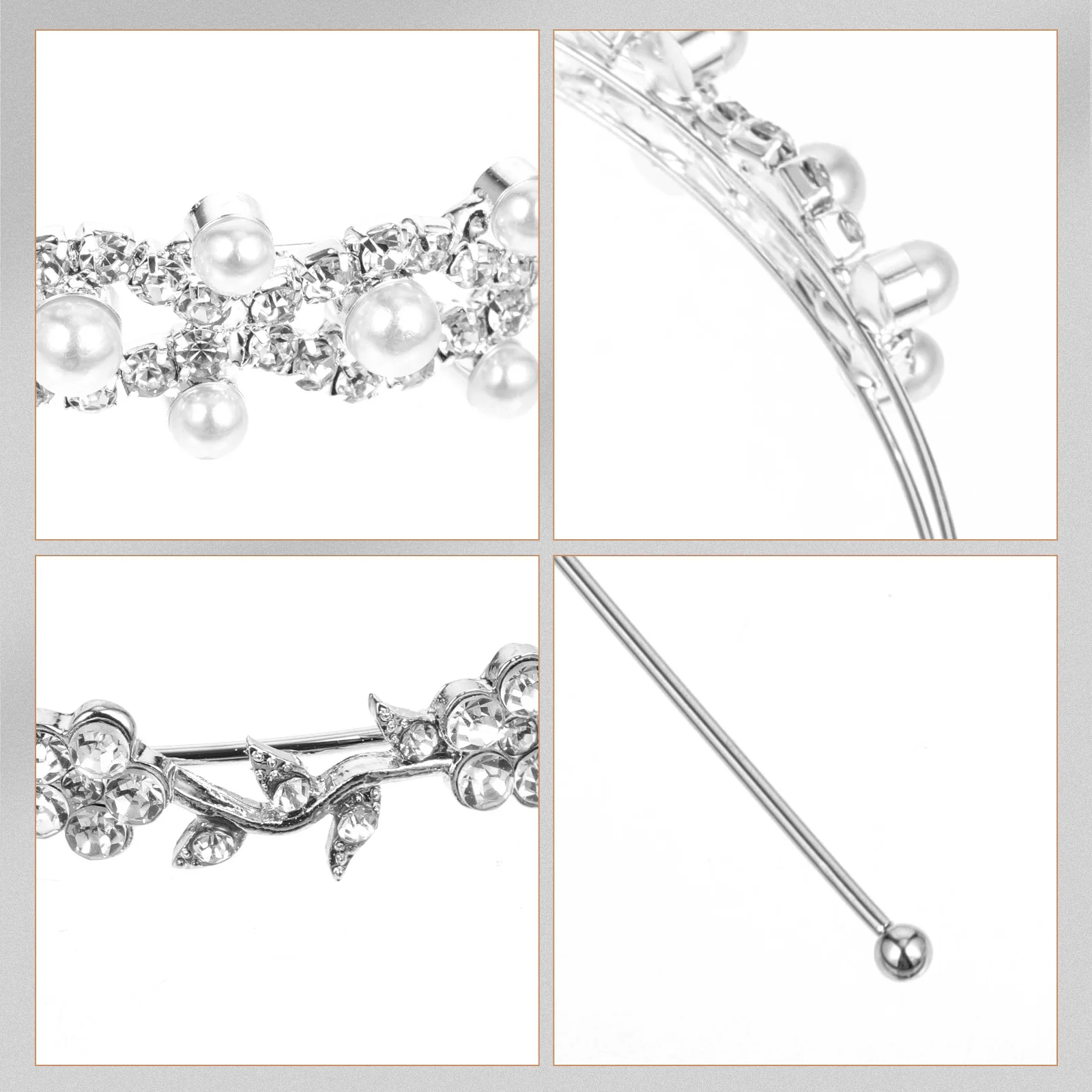 طقم رباط شعر لؤلؤي مكون من قطعتين، خوذة زفاف لامعة وخفيفة الوزن لحفلات الزفاف، أزياء تنكرية للزينة، إكسسوارات نسائية #1