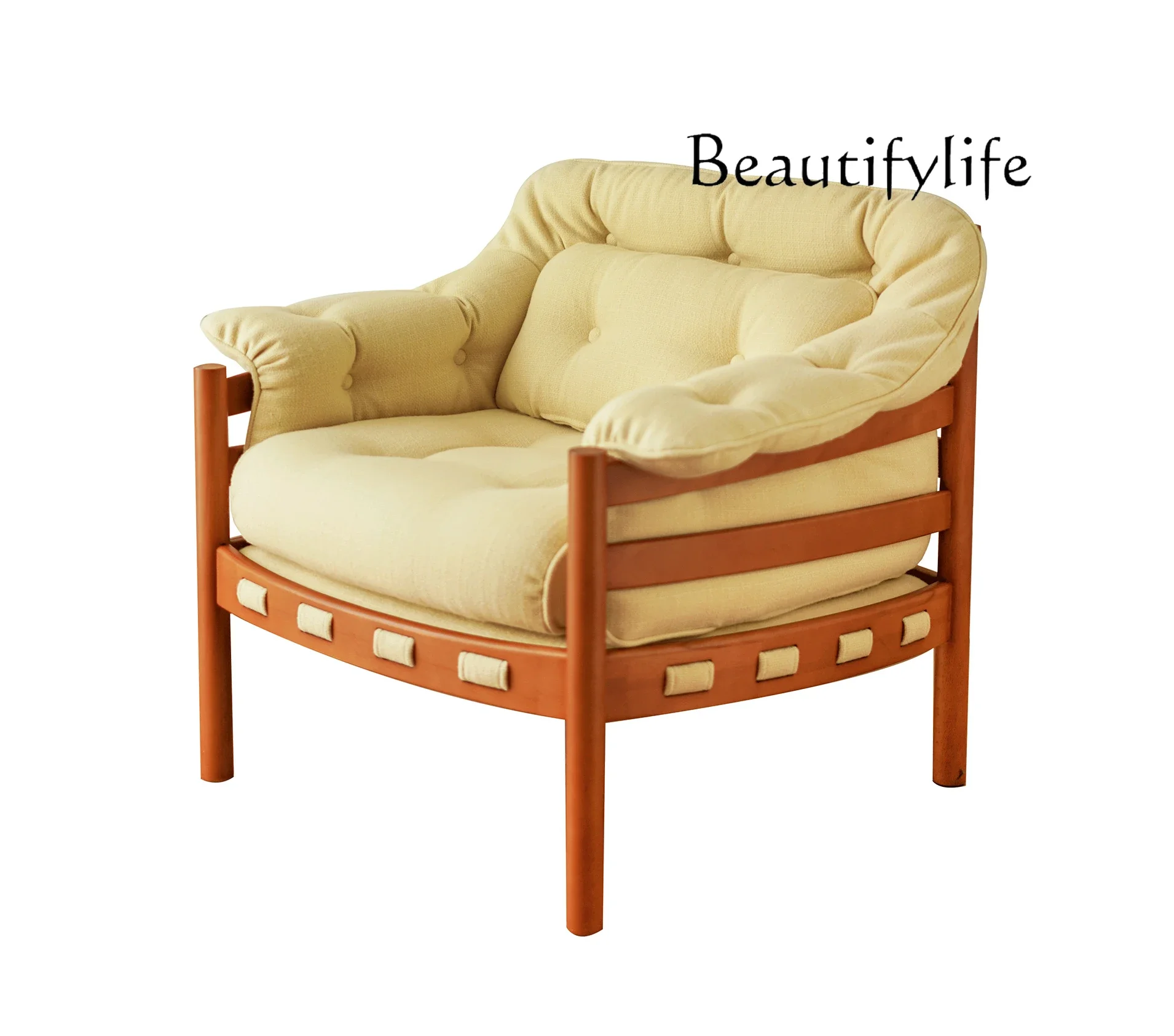 American Single-Seat Sofa Chair Household Solid Wood Cloth Craft Sofa