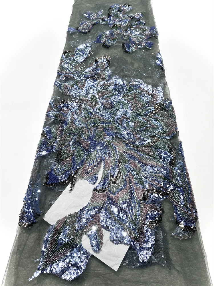 

African Beaded Lace Fabric 2025 High Quality Luxury Nigerian Lace French Sequins Lace Fabric For Women Party Dresses Sewing