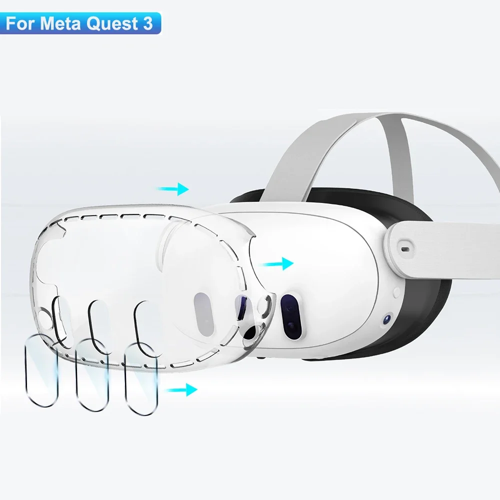 メタクエスト 3 アクセサリー用透明シェルケース、VR ヘッドセット保護 
