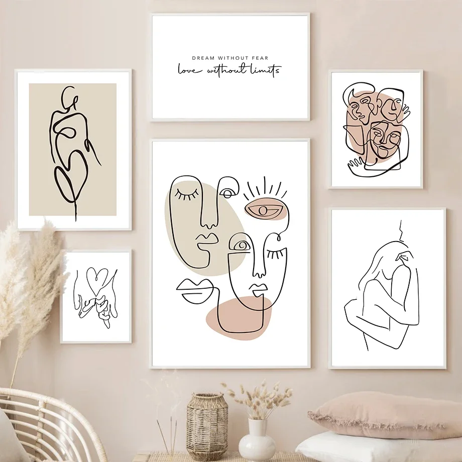 

Minimalist Line Face Woman Body Boho Abstract Wall Art Canvas Painting Posters And Prints Wall Pictures For Living Room Decor
