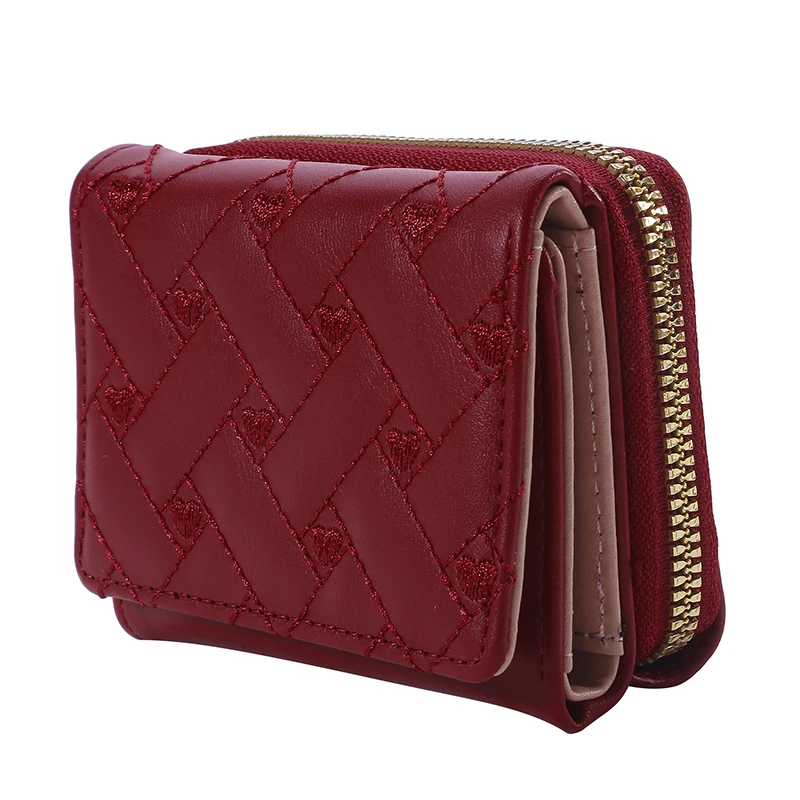 Women's Tri-fold Cropped Wallet Mini Solid Color Suitable For Students Multiple Card Slots Coin Purse Ladies Clutch