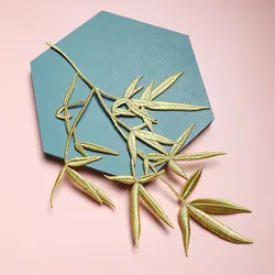 1 Piece Iron on Embroidery 22.5*31.4cm Bamboo Branch Stickers DIY Cheongsam Box Bag Patch Decoration Adhesive Backing