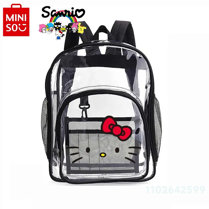 Новый детский рюкзак Miniso Hello Kitty, Модный высококачественный прозрачный рюкзак для девочек, милый школьный рюкзак для девочек с героями мультфильмов