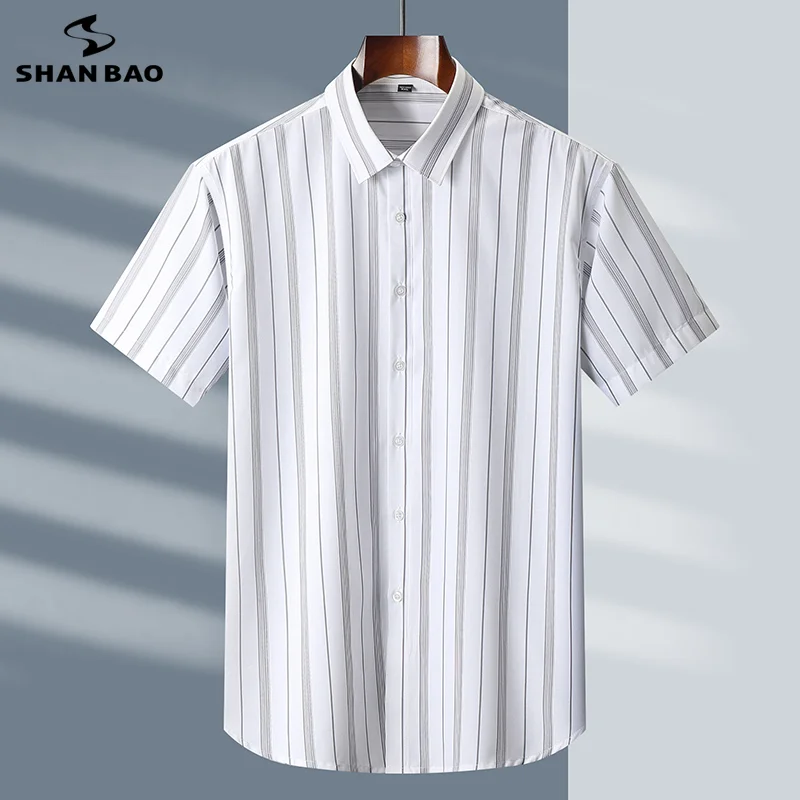 Brand Men\'s Business Casual Short Sleeve Shirt 2023 Summer New Large High Quality Classic Office Stripe Shirt 6XL 7XL 8XL