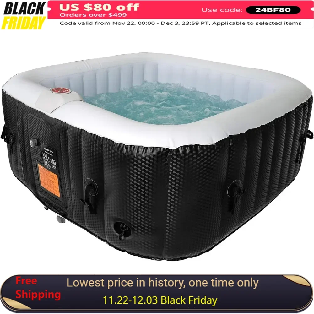 

Inflatable Hot Tub, Heated Water System and 130 Bubble Jets, Seats up to 4-5 People, Portable Hot Tubs