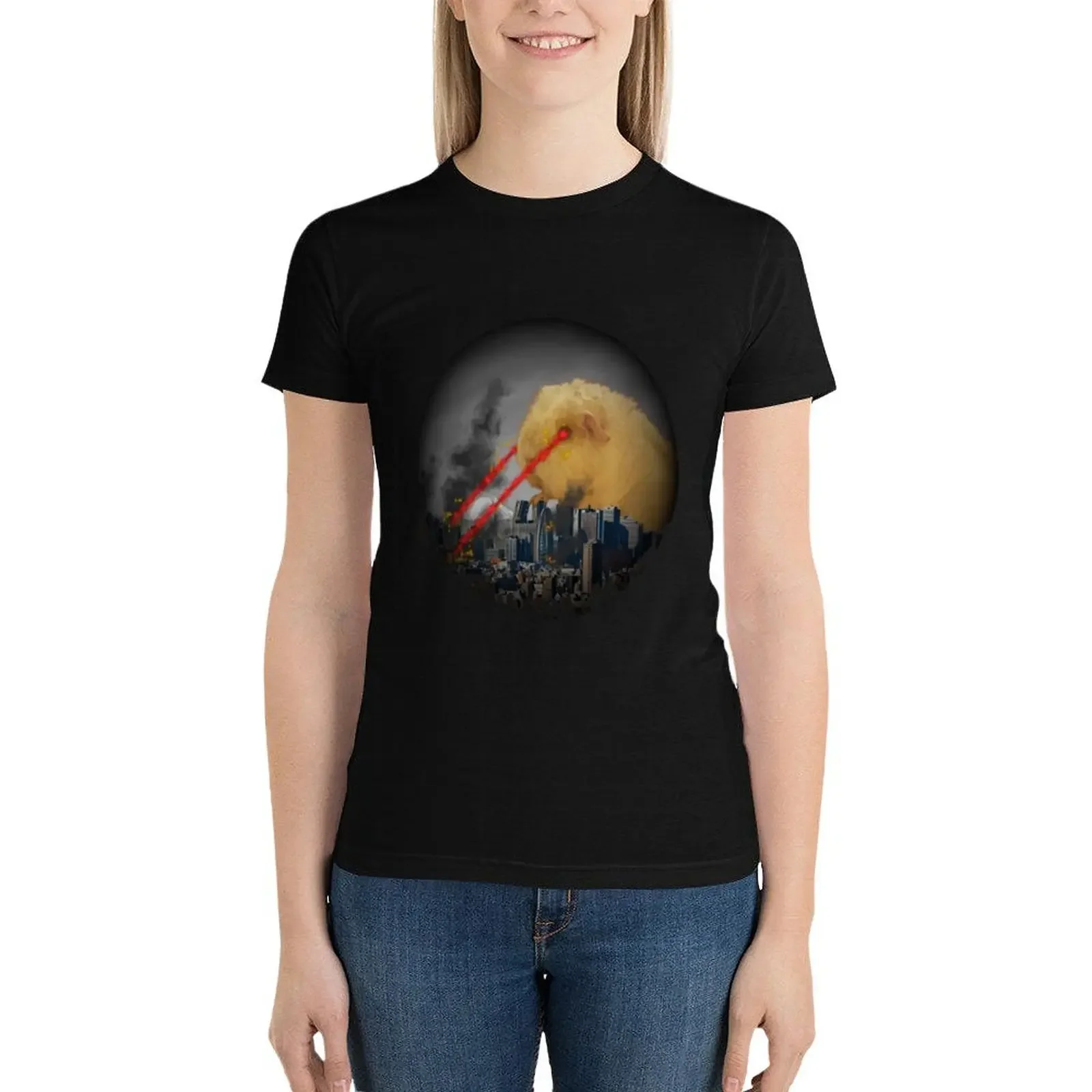 Guinea Pig Attacking Tokyo with Laser Eyes REDUX T-Shirt hippie clothes cute tops kawaii clothes korean Women's clothes