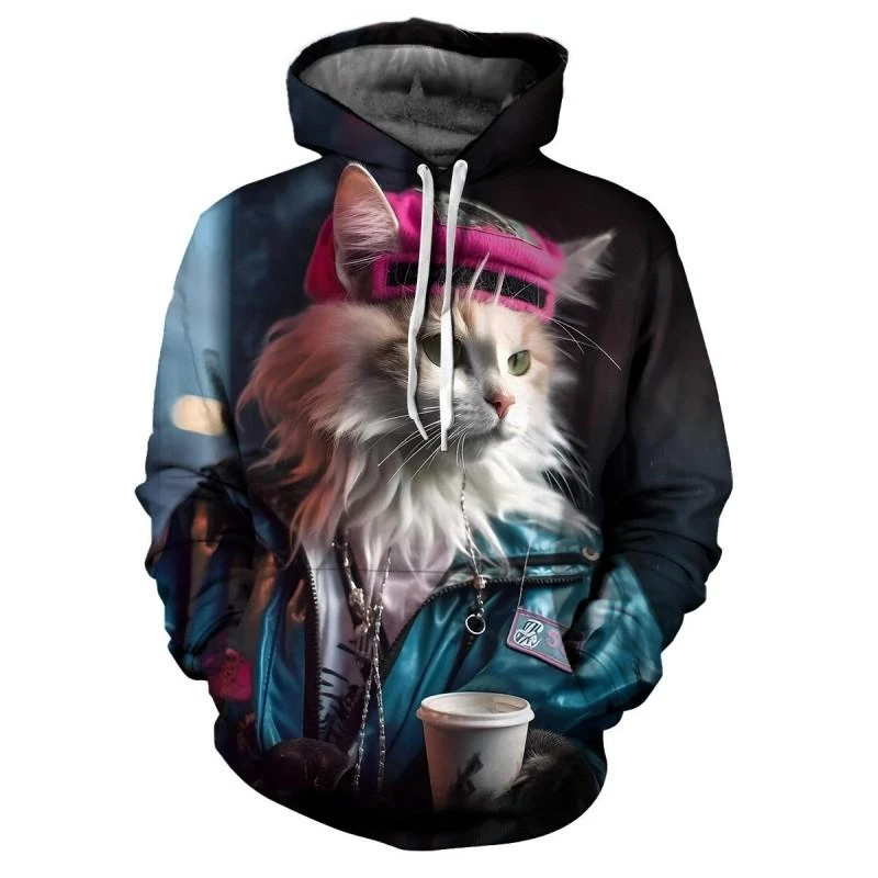 

Trend Cats Pattern Hoodies Fashion Autumn Long Sleeve Cool 3D Animals Printed Sweatshirts Loose Streetwear Hip Hop Pullovers