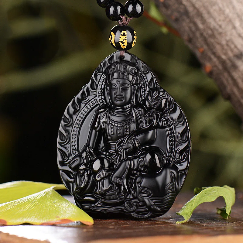 

Obsidian Guardian Buddha Pendant Necklace Chinese Style Eight Protectors Twelve Zodiac Signs Lucky Amulet Jewelry For Men Women