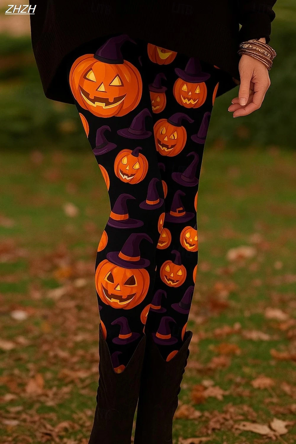 Women's Leggings 2025 Halloween Pumpkin Graphics Pants Trousers Polyester Spandex Stretch Elastic Waist,Control Fall Streetwears