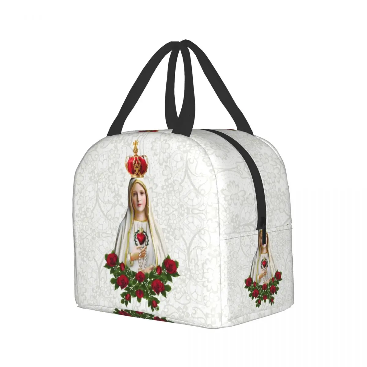 Our Lady Of Fatima Virgin Mary Lunch Bag Men Women Cooler Thermal Insulated Portugal Rosary Catholic Lunch Box for Adult Office