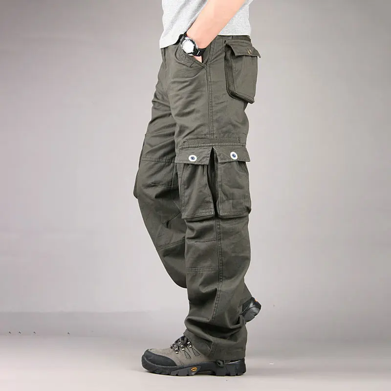 Spring Autumn Men\'s Cargo Pants Cotton Casual Long Trousers New Plus Multi Pocket Pantalon Homme Men Fashion Tactical Pants Men