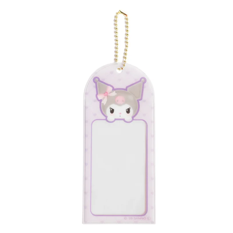 Estuche para tarjetas transparente Kawaii My Melody Kuromi Cinnamoroll, colgante de Anime Sanrio, funda protectora para fotos Polaroid con forma de corazón para niña