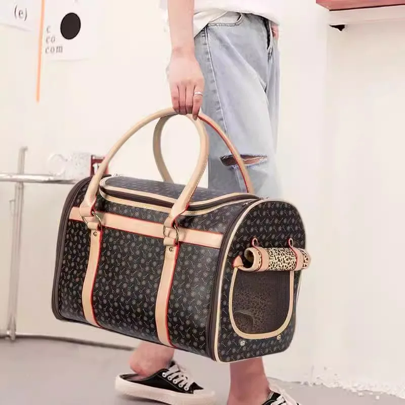 Luxury Small Dog Sling Bag Folding Leopard Fashion Outdoor Pet Carrier Puppy Carry Transportation Shoulder Bag Chihuahua Handbag
