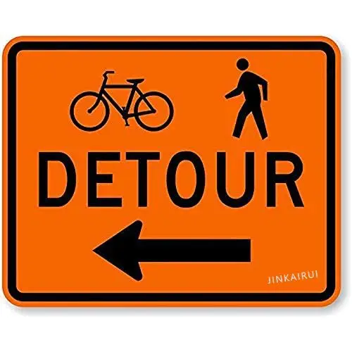 Retro Metal Tin Sign Wall Decor Tin Sign 8x12 Inches Bicycle Pedestrian Detour Aluminum Metal Tin Sign Vintage Signs Plates sign