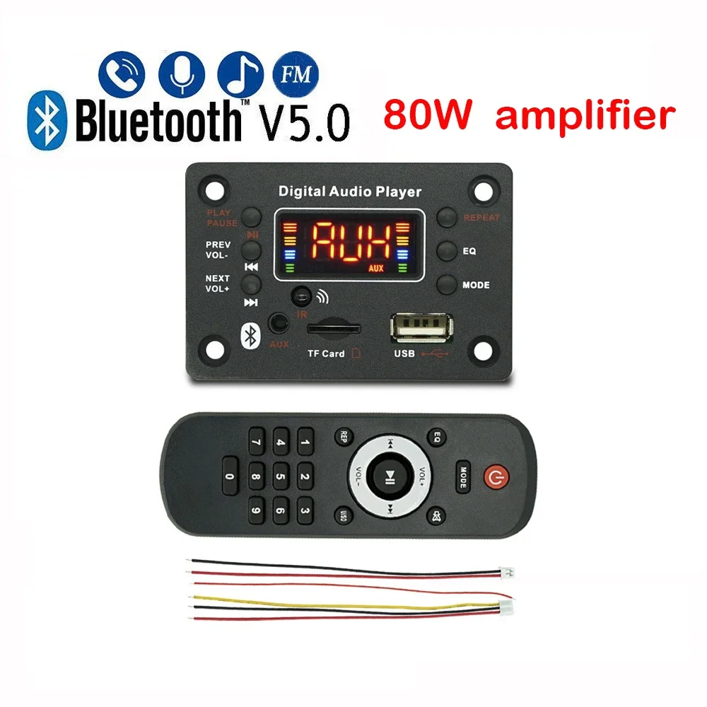 80W Amplifier 12V MP3 Player Hands-free Bluetooth-compatible 5.0 Decoder Board 12V 2*40W Car FM Radio Module mp3 players