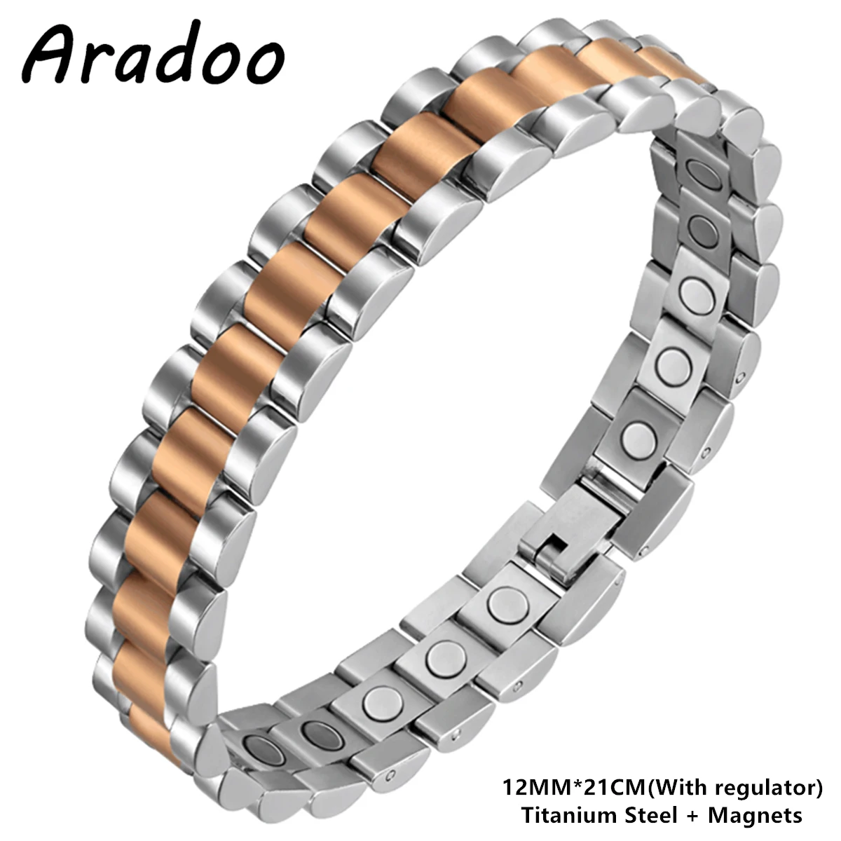 ARADOO Titanium Steel Magnetic Therapy Bracelet Korean Stainless Steel Germanium Link Bracelets