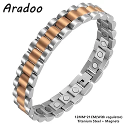 ARADOO Titanium Steel Magnetic Therapy Bracelet Korean Stainless Steel Germanium Link Bracelets