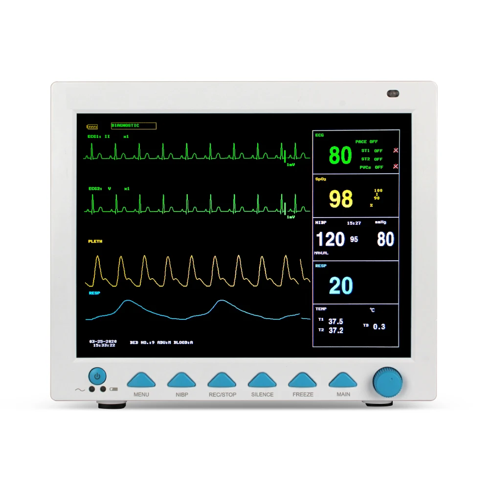 12 ''SpO2 ECG portátil pantalla táctil De registro De paciente Dispositivos Signos Vitales Monitor De paciente De Signos Vitales Monitor De signos vitales