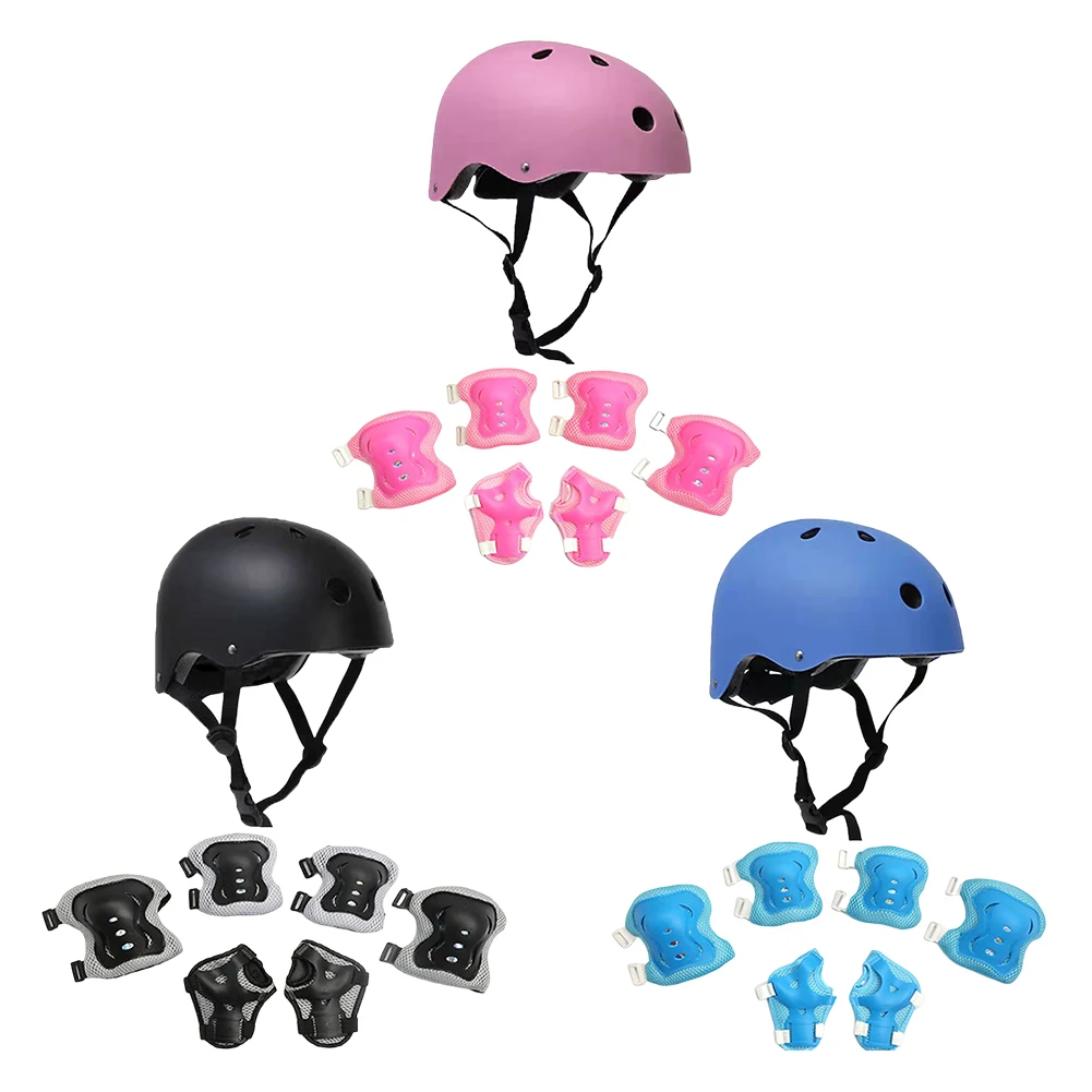 Children Protective Body Gear Safety Protection with Helmet Impact Resistant 7 in 1 Shock-absorbing Breathable for Outdoor Sport