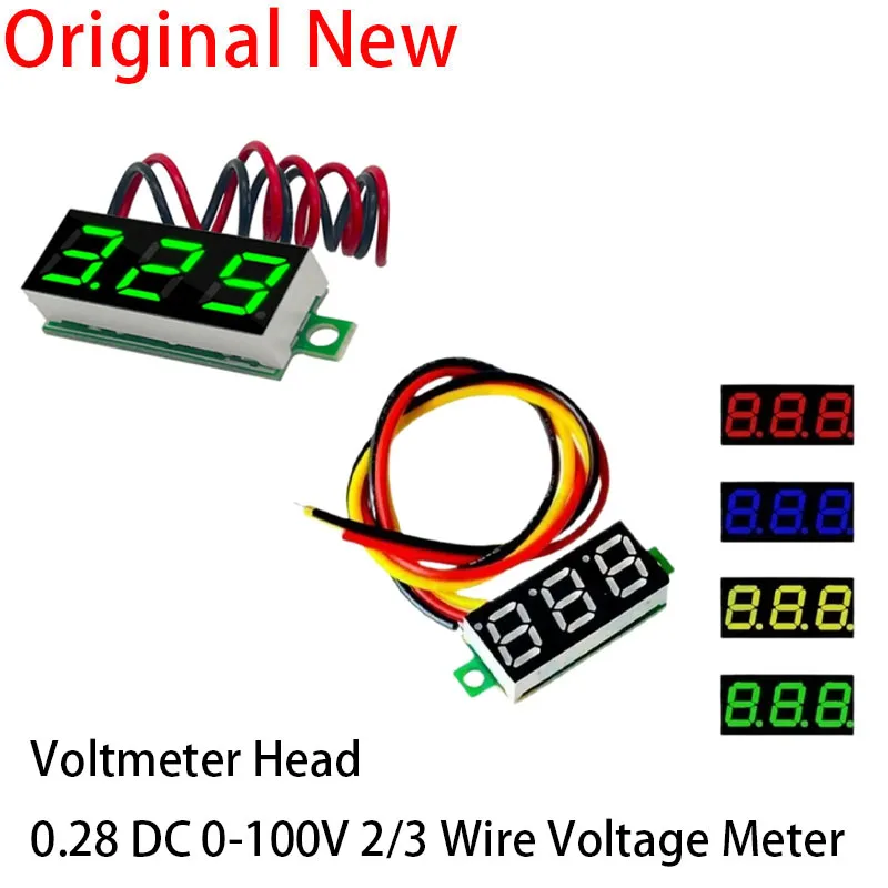 Voltmetro digitale DC LED da 0,28 pollici 0-100V Misuratore di tensione Auto Car Mobile Power Tester di tensione Rivelatore 12V Rosso Verde Blu