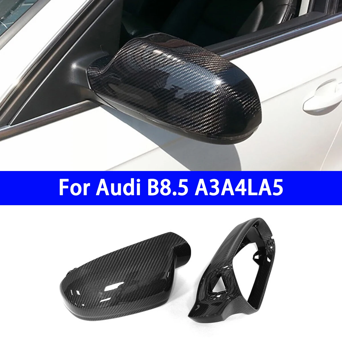 Suitable for Audi B8.5 A3A4LA5 Genuine Carbon Fiber Rearview Mirror Housing with Lane Change Assist Reversing Mirror Cover Audi