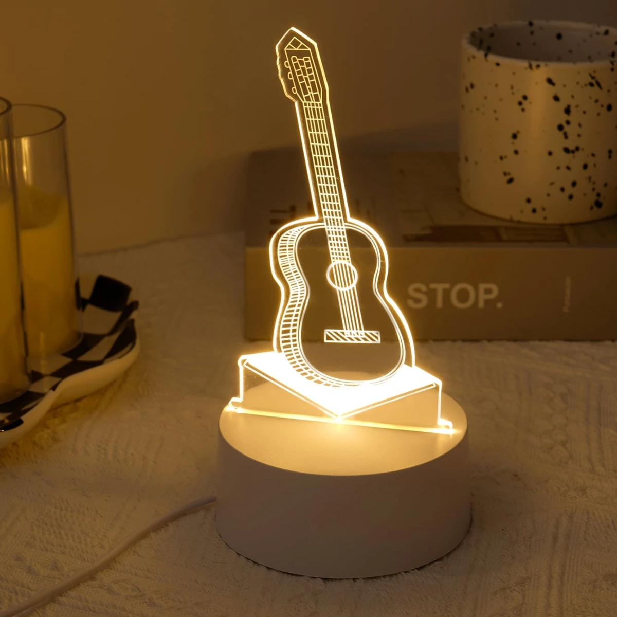 Unique 3D Guitar LED Night Light - Suitable for Bedroom, Living Room, Office - Gift for Music Enthusiasts, Friends and Family