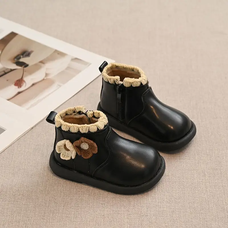Non Slip Girls Winter Snow Boots 2026 Autumn Winter New Style Korean Toddler Short Boots Warm Cotton Thermal Insulated