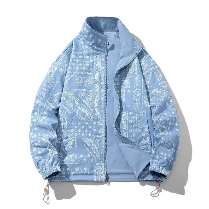 Bandanna Men's Windbreaker Jackets Spring Summer Reversible Varsity Jackets Vintage Track Jacket Japanese Fashion Men Clothing
