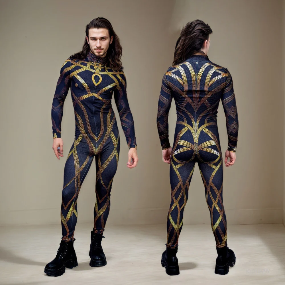 

Helios Men's Slim Fit Clothing Adult Halloween Carnival Party Role-playing God Bodysuit Carnival Art Stage Performance Jumpsuit