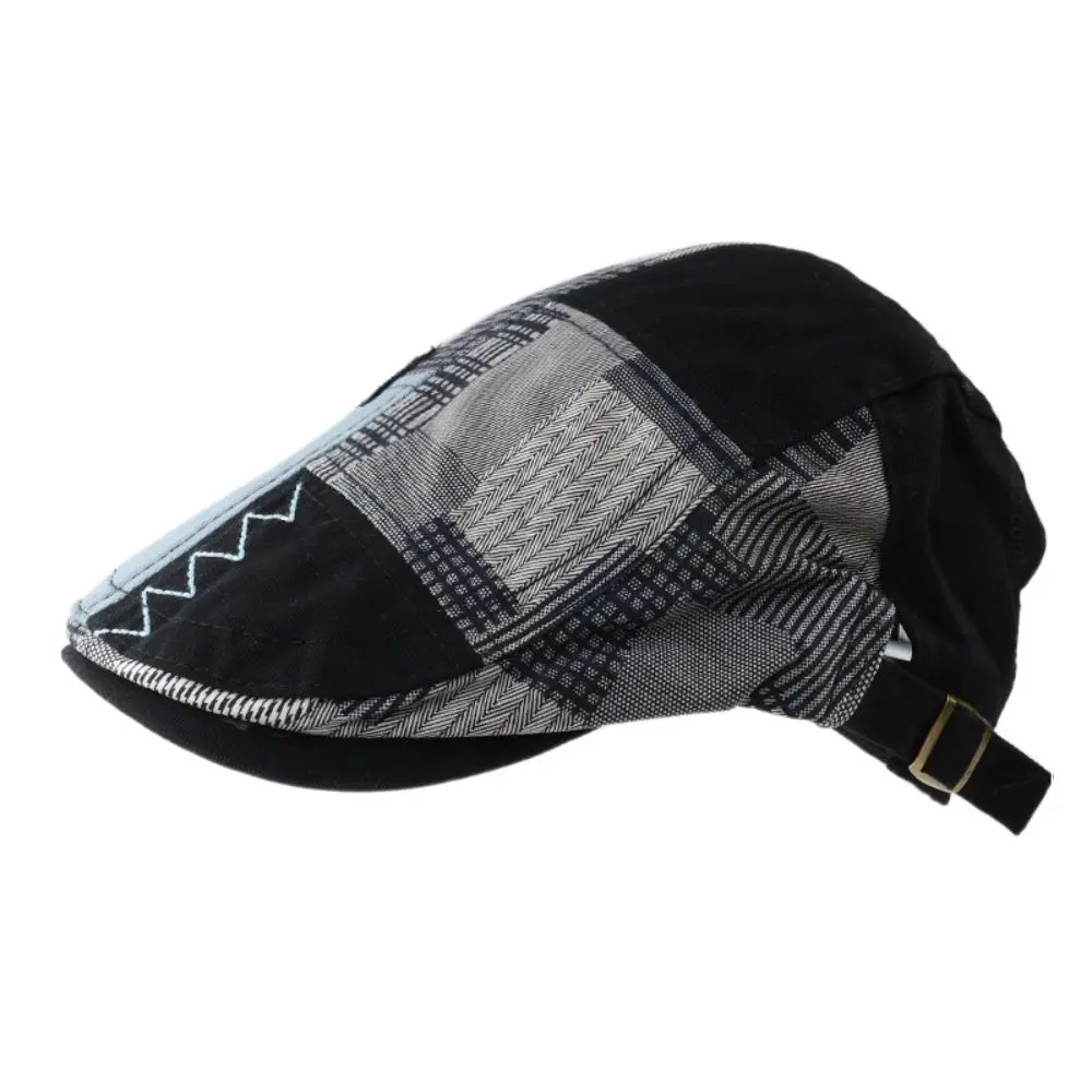 

Luxury Adjustable Men Baseball Cap Cotton Flat Cap Casquette Ivy Cap Cabbie Hats Visor Irregular Plaid Beret Sunscrean
