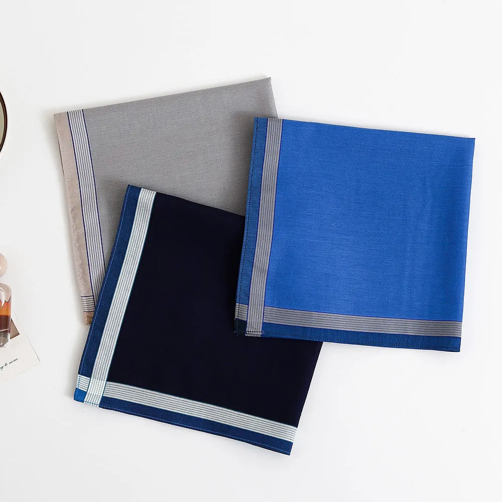 43cm Men 100% Cotton Yarn Dyed Plaid Handkerchief, Vintage Thin Soft Sweat Absorbent Square Pocket Hanky for Daily Use