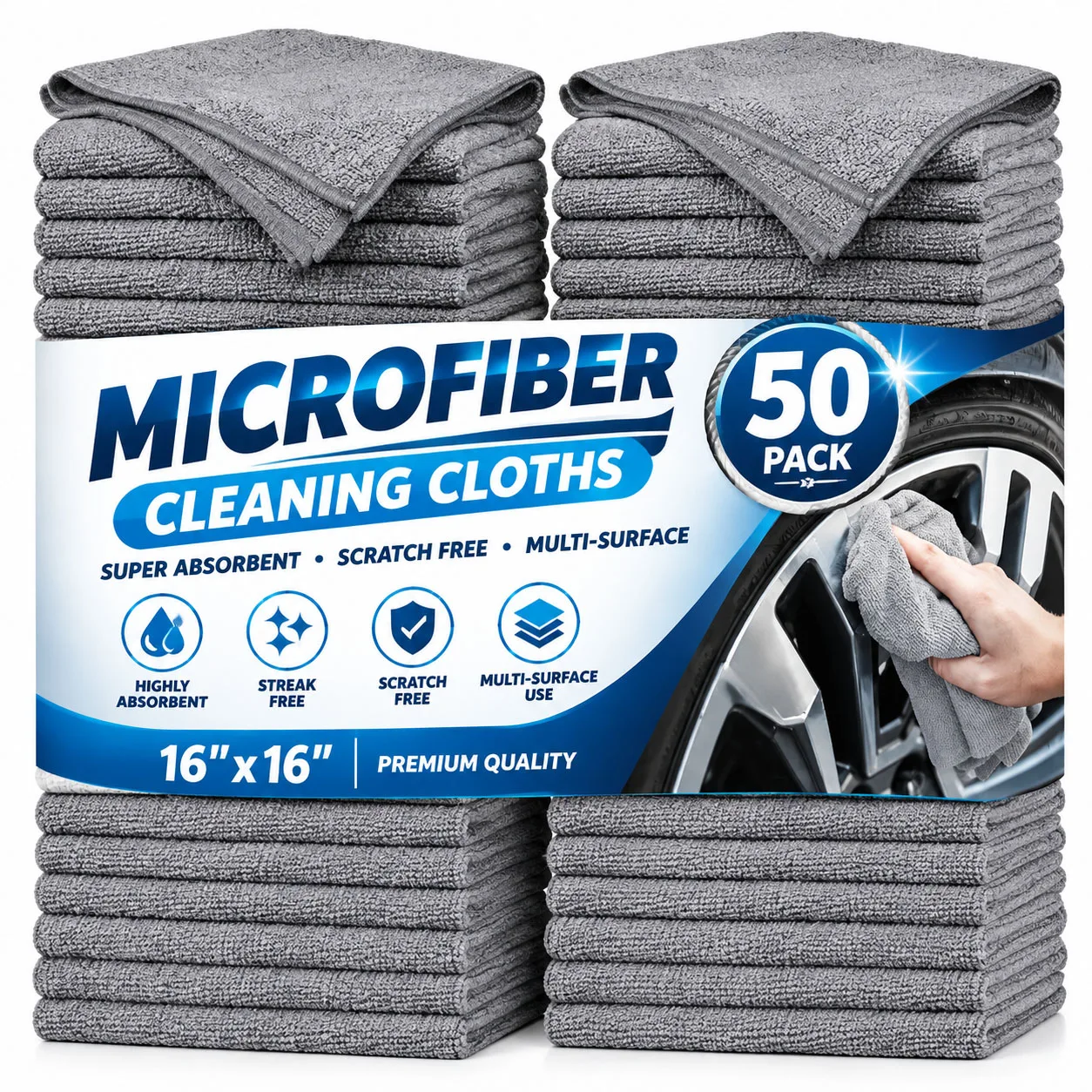 Microfiber Cleaning Cloth  Towels for Cars, Ultra Absorbent Washing Cloth Streak Free Cleaning Rags for Car, Kitchen, and Window