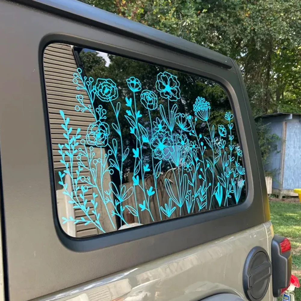 Botanical Wild Floral Car Sticker Triangular Window Decoration Universal All Vehicles Accessories Waterproof Vinyl Decal