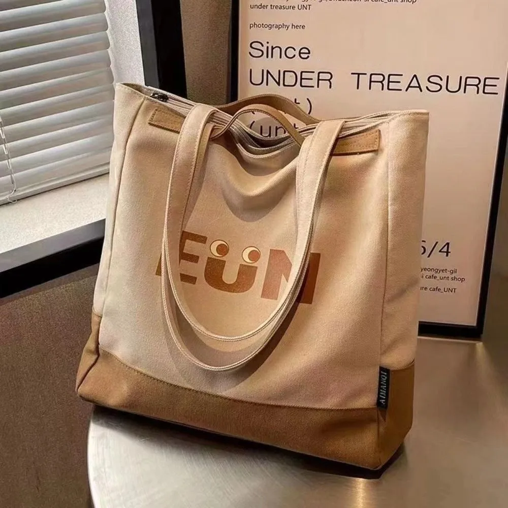 

Cool Large-capacity Canvas Tote Bag Cross-body Versatile Messenger Bag Wear-resistant Casual School Bag Shopping