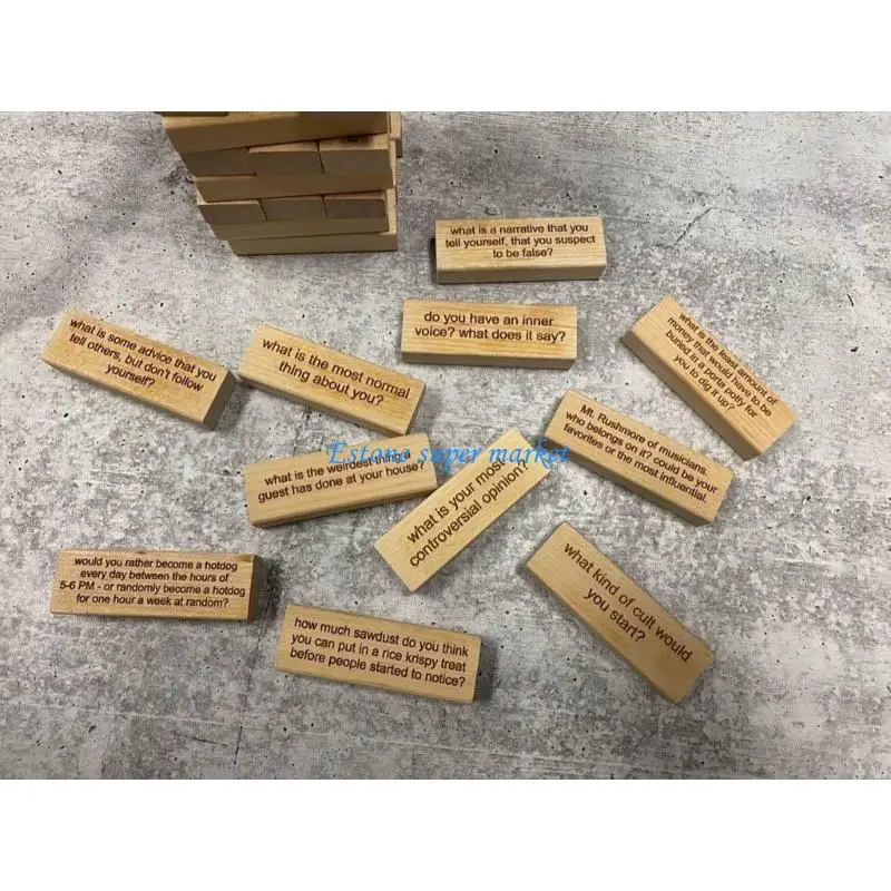 090B คำถามซ้อนผ้าเช็ดตัวของเล่นสำหรับเพื่อน Gathering ไม้ Tumble Tower BALANCE BLOCK ของเล่นสำหรับเด็กผู้ใหญ่ PARTY Favor