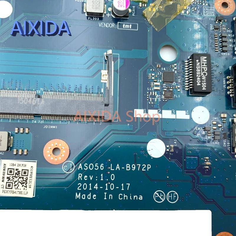 AIXIDA HP 파빌리온 15-R 노트북 마더보드, AS056 LA-B972P 801859-501 801859-001 801859-601, DDR3L SR23Z I3-5010U, 전체 테스트 완료