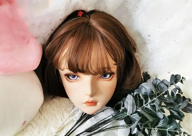 (Dollkii 28) Ragazza femminile Resina di silice Cosplay BJD Cross Dressing Kigurumi Maschera per la testa Anime Gioco di ruolo Party Crossdresser Maschera per bambola