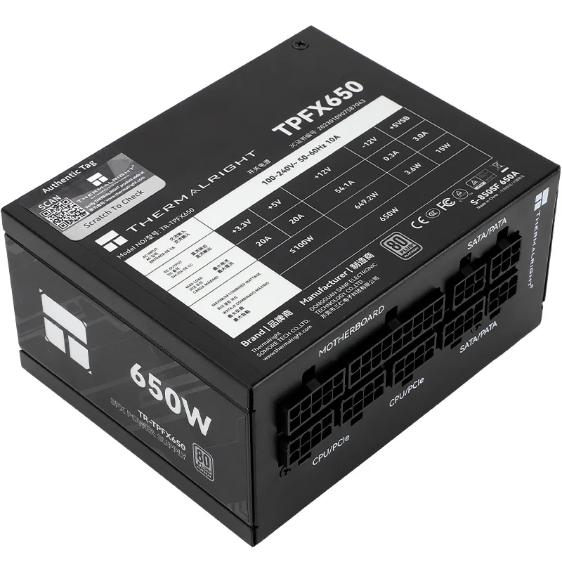 Catu Daya Sasis Modul Penuh Merek Thermalright TR-TPFX1000 Platinum, Catu Daya 100-240V/ATX3.0/PCI-E 5.0 Antarmuka 12VHPWR