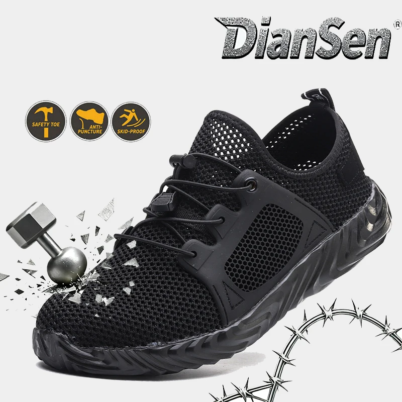 

Labor Insurance Shoes Men Summer Breathable Anti-Smash and Anti-Puncture Safety Shoes Lightweight Wear-Resistant Mesh Work Shoes